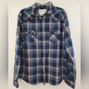 Aeroppstale Mens Blue Plaid Shirt